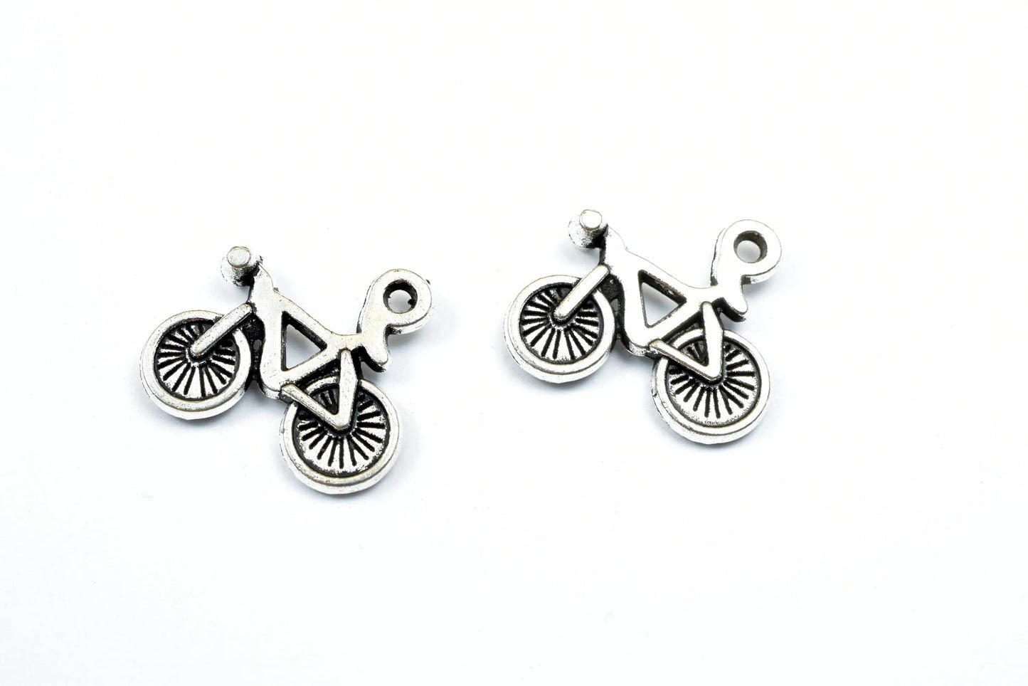 Bicycle Charms Alloy Antique Bike Silver Size 14x16mm Jump Ring Size 1.5mm Finding For Jewelry Making 16PCs/PK - BeadsFindingDepot
