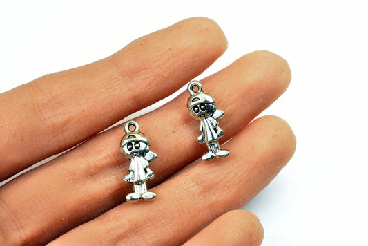 Boy Human Charm Size 18.5x8mm Silver Color Charm Pendant Finding For Jewelry Making 13PCs/PK - BeadsFindingDepot