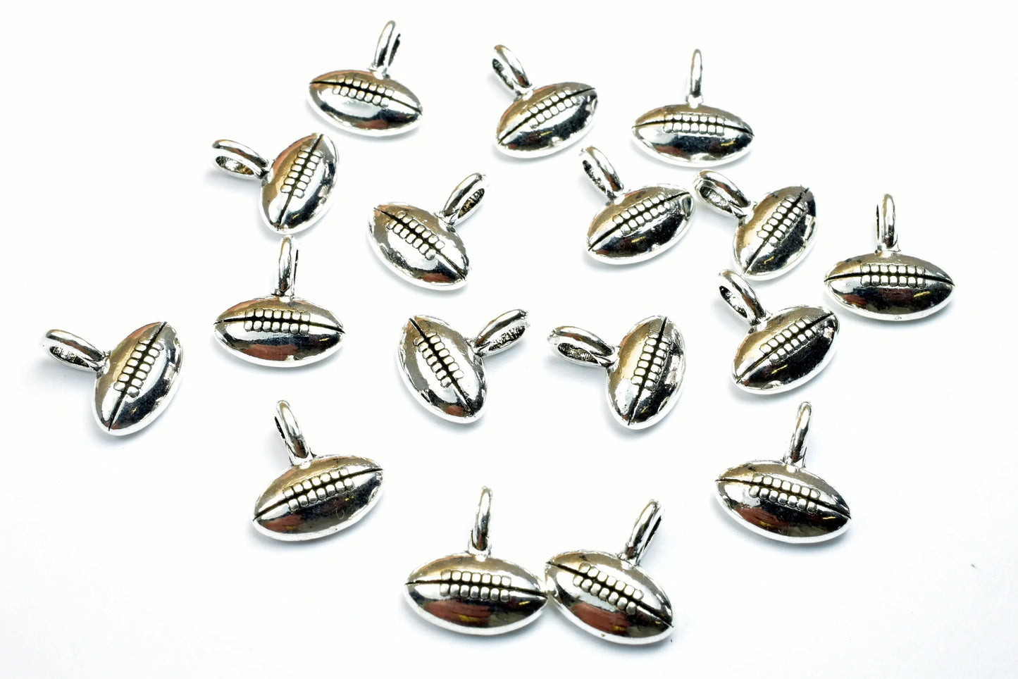 American Football Sport Charms Size 11.5x10.5mm Silver Color Charm Pendant Finding For Jewelry Making 18PCs/PK - BeadsFindingDepot