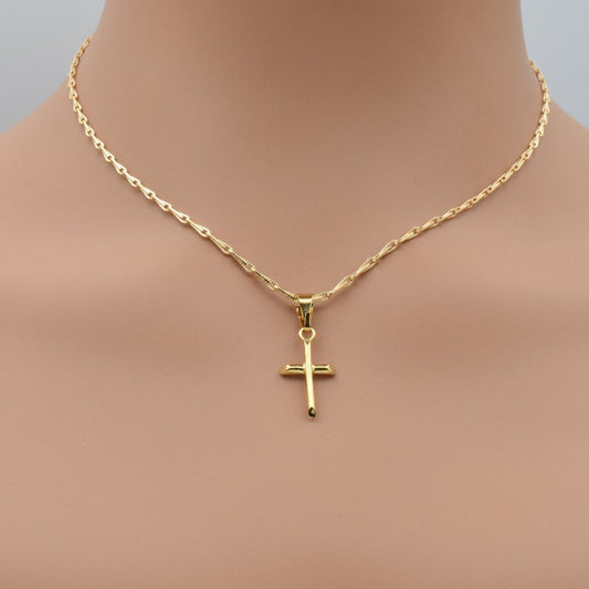 Gold Filled ep Cross Pendant 18k for jewelry making- GFP007 BeadsFindingDepot