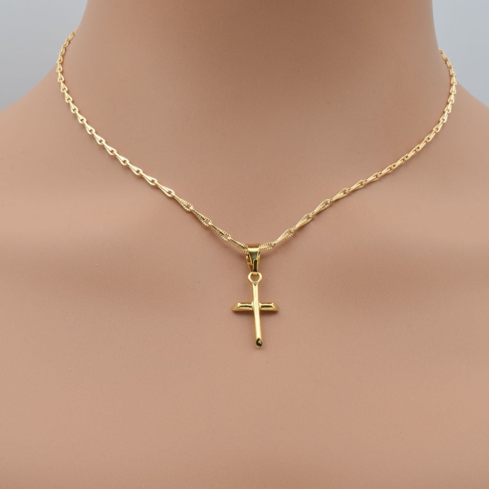 Gold Filled ep Cross Pendant 18k for jewelry making- GFP007 BeadsFindingDepot