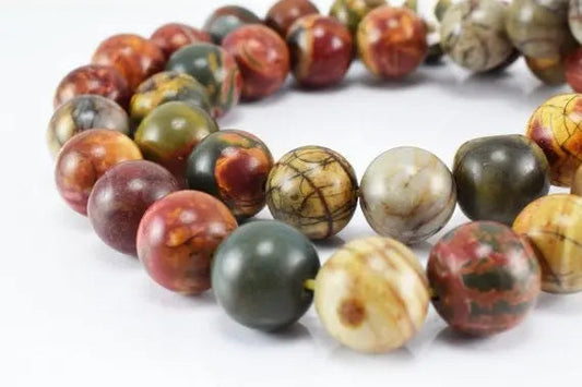 Picasso Red Greek Jasper Beads 6mm 8mm 10mm Natural Stones Jewelry - BeadsFindingDepot