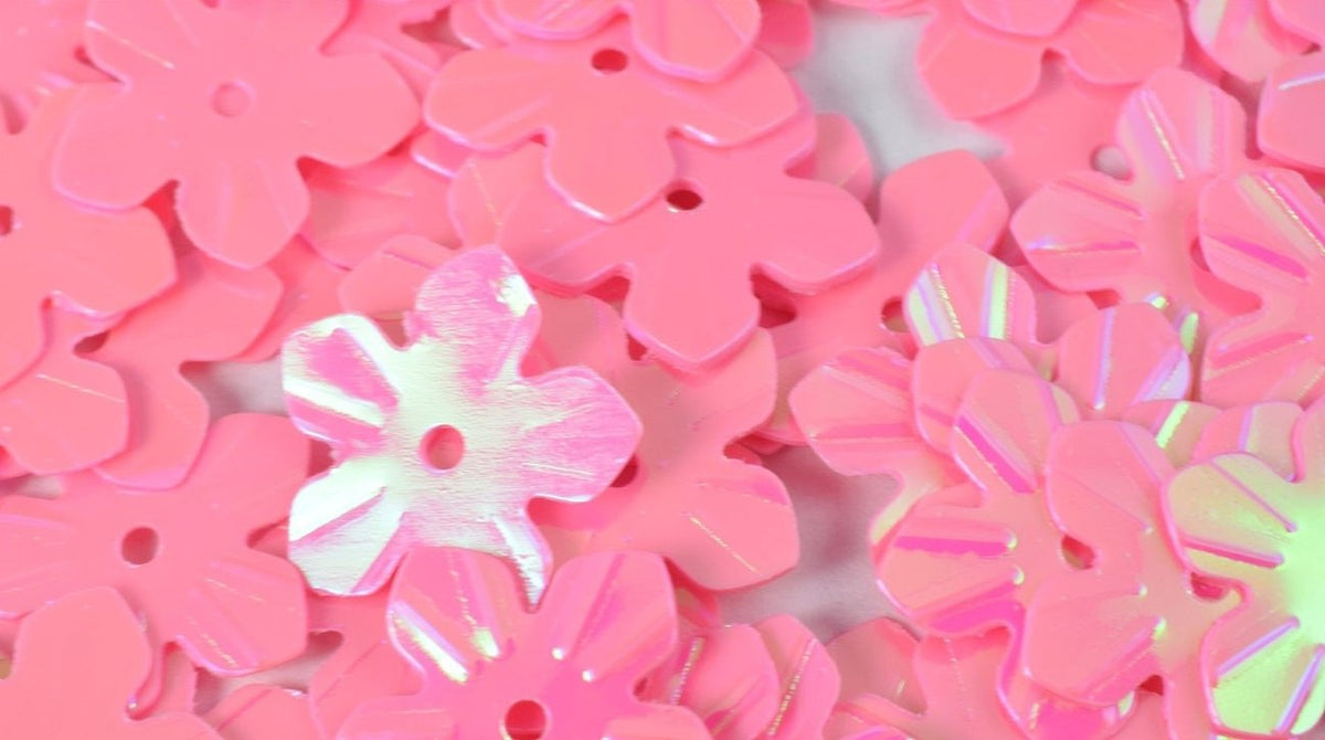 14mm Iridescent Flower Shape Sequins/Confetti Glitter w/hole/Embellishment Bridal Craft/Loose Paillettes,Wholesale Flower Sequins ,Shimmer BeadsFindingDepot