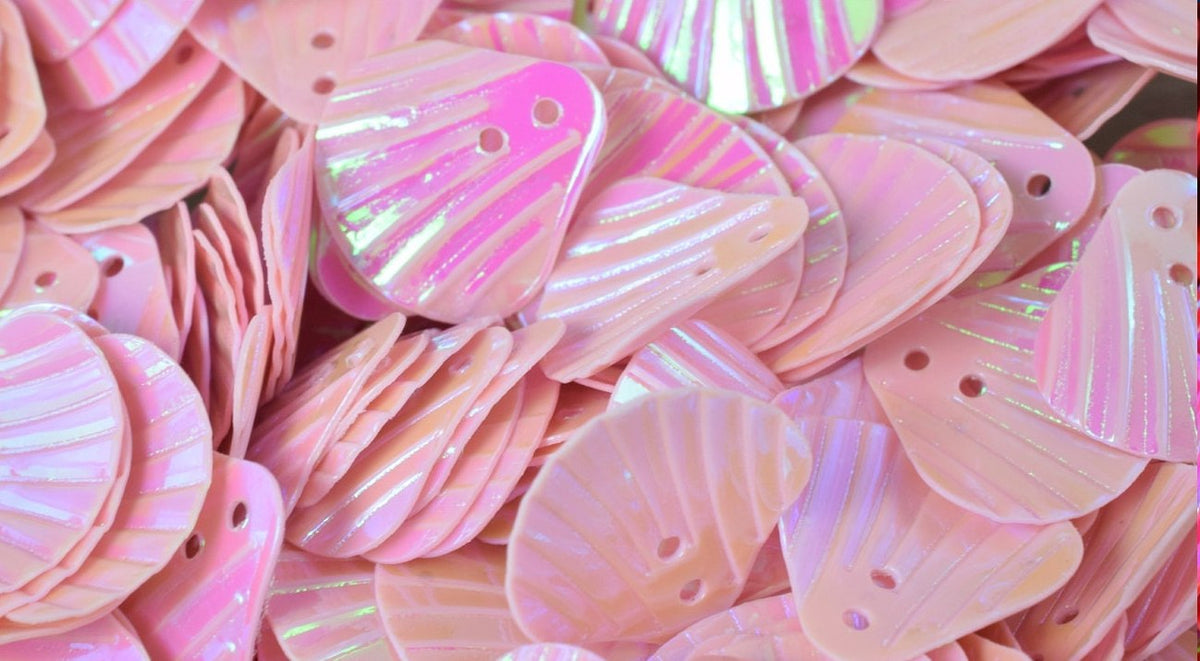 12mm Iridescent Multi Tone Sequins Seashell Shape/ Beachy Sequins/Loose Paillettes,Wholesale Shell ,Shimmering Sequin Apparel,Shoe Decor BeadsFindingDepot