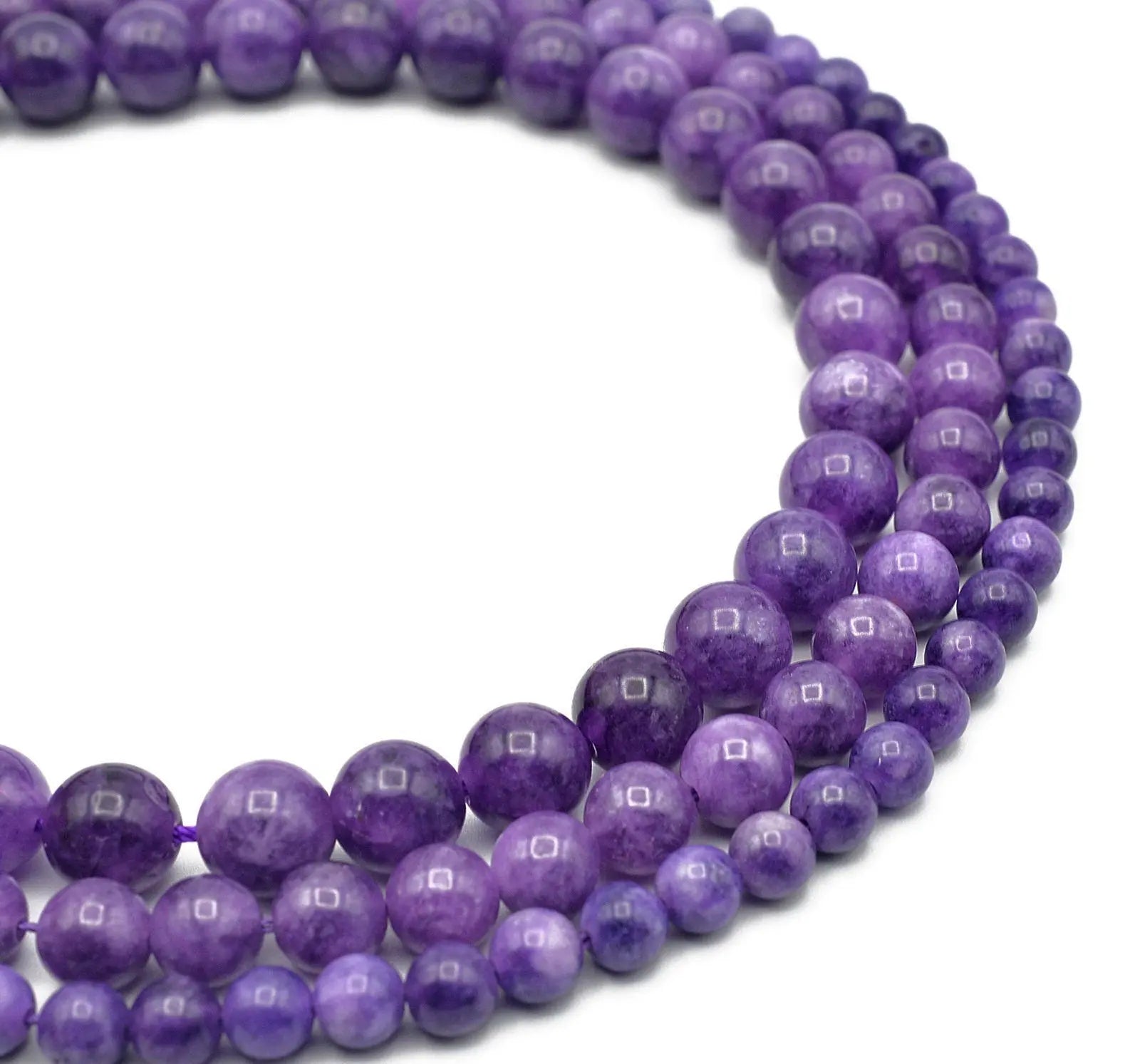 Purple lepidolite stone beads gemstone aaa quality 15" strand round 6mm,8mm,10mm natural stones bead healing chakra stone for jewelry making - BeadsFindingDepot