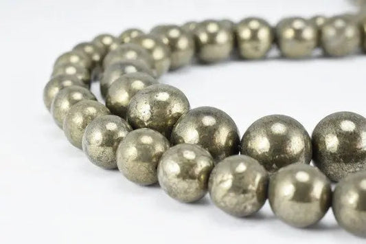 Pyrite Round Natural Gemstone Beads 6mm-10mm Natural healing chakra Jewelry - BeadsFindingDepot