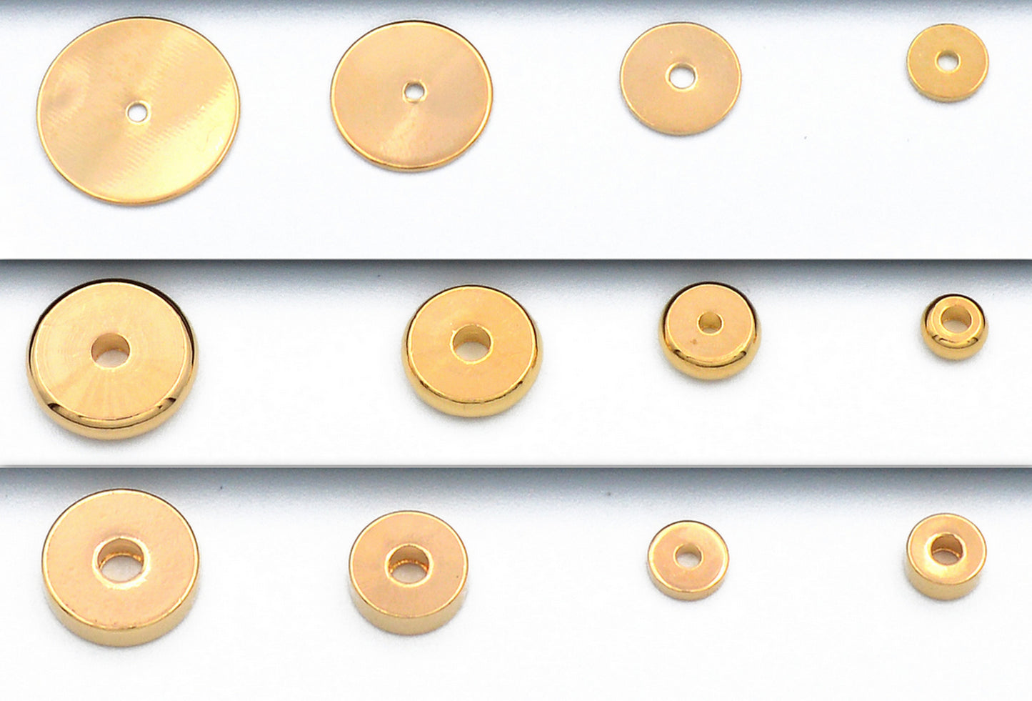 Gold filled EP rondel spacer beads, plain seamless roundel, various sizes 4mm, 6mm, 8mm,10mm  (round edge and flat edge and Flat Thin) BeadsFindingDepot