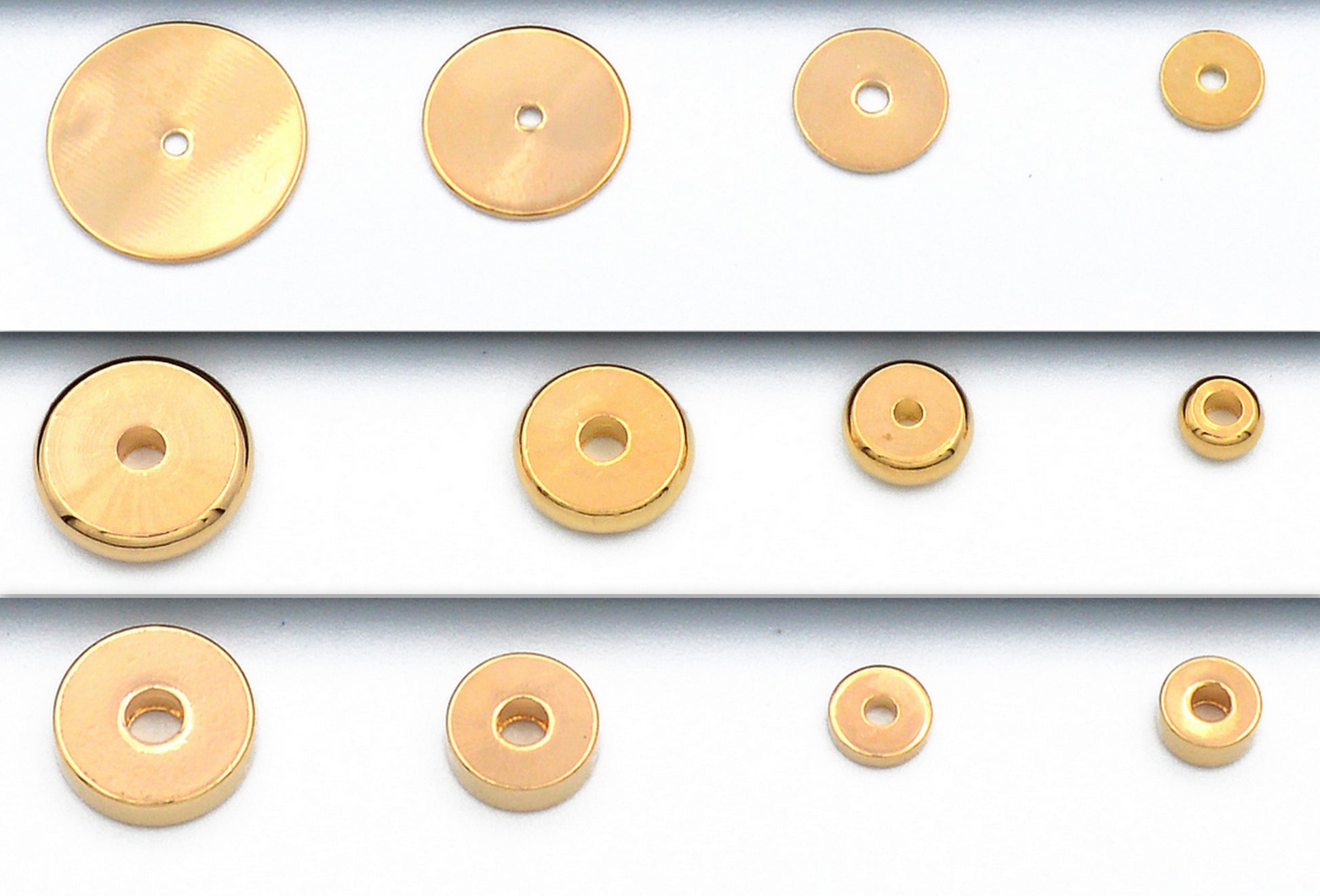 Gold filled EP rondel spacer beads, plain seamless roundel, various sizes 4mm, 6mm, 8mm,10mm  (round edge and flat edge and Flat Thin) BeadsFindingDepot