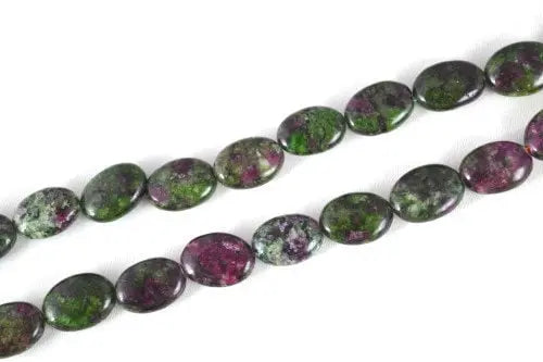 Ruby-Zoisite Oval Stone Beads, Sold by 1 strand of 14x11mm, 0.5mm hole opening - BeadsFindingDepot