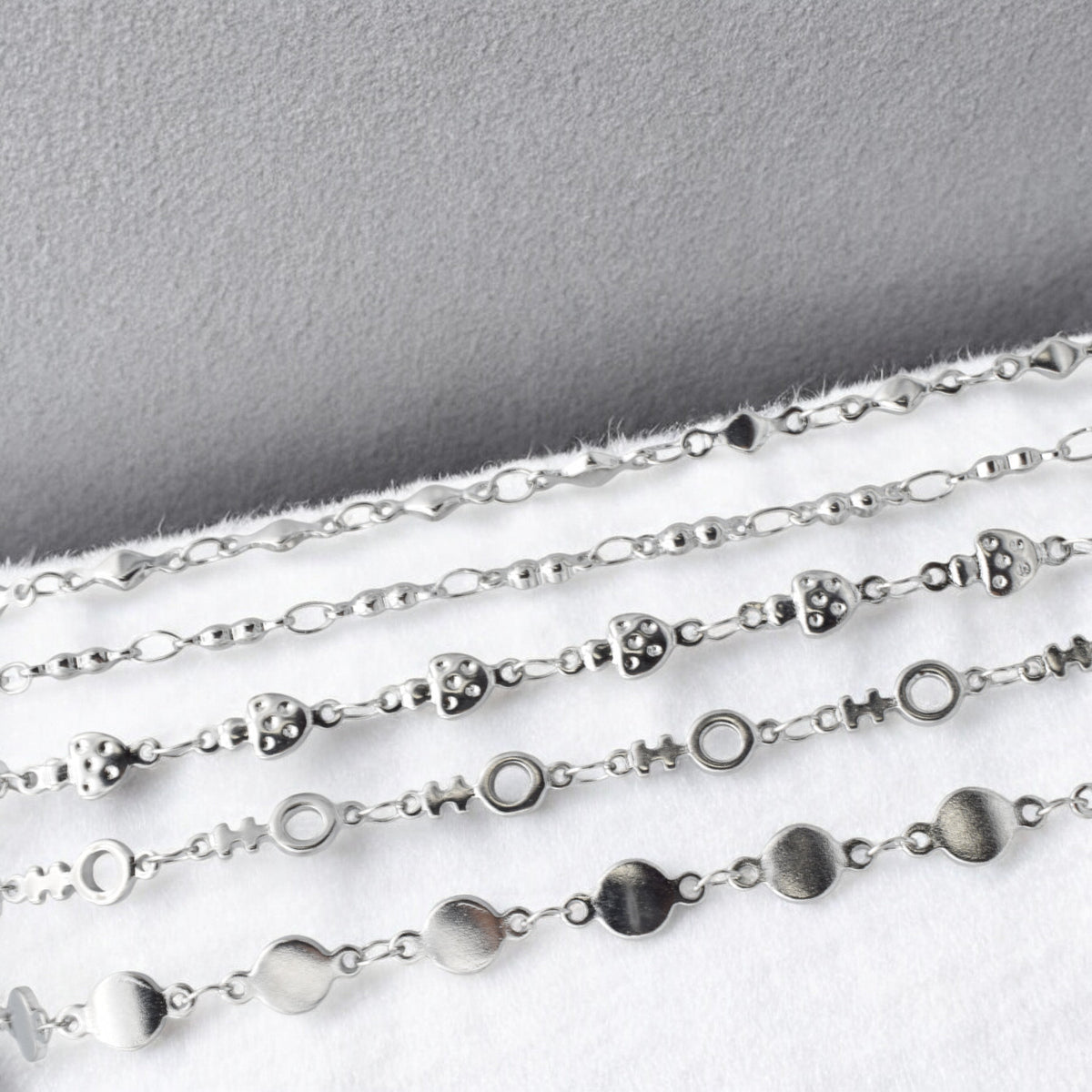 Stainless Steel Chains for Jewelry Making   Mushroom, Circle, Ball & Diamond Links jewelry making supplies - detail image 4