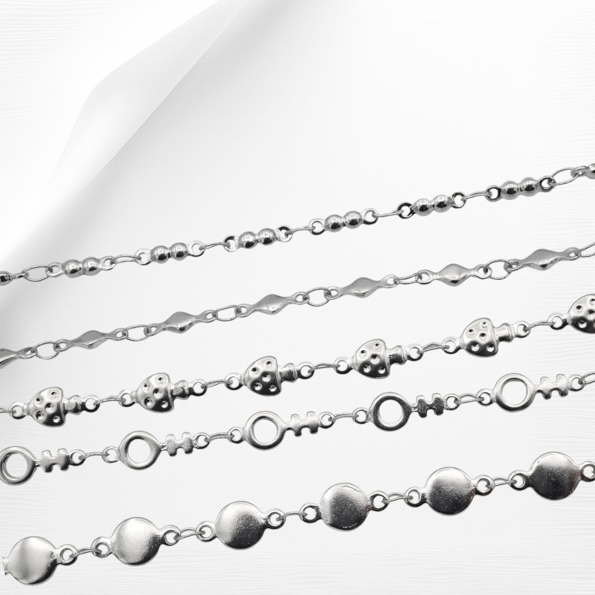 Stainless Steel Chains for Jewelry Making   Mushroom, Circle, Ball & Diamond Links jewelry making supplies - detail image 5