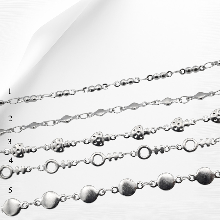 Stainless Steel Chains for Jewelry Making   Mushroom, Circle, Ball & Diamond Links jewelry making supplies - detail image 2