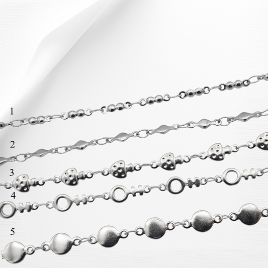 Stainless Steel Chains for Jewelry Making   Mushroom, Circle, Ball & Diamond Links jewelry making supplies - detail image 2