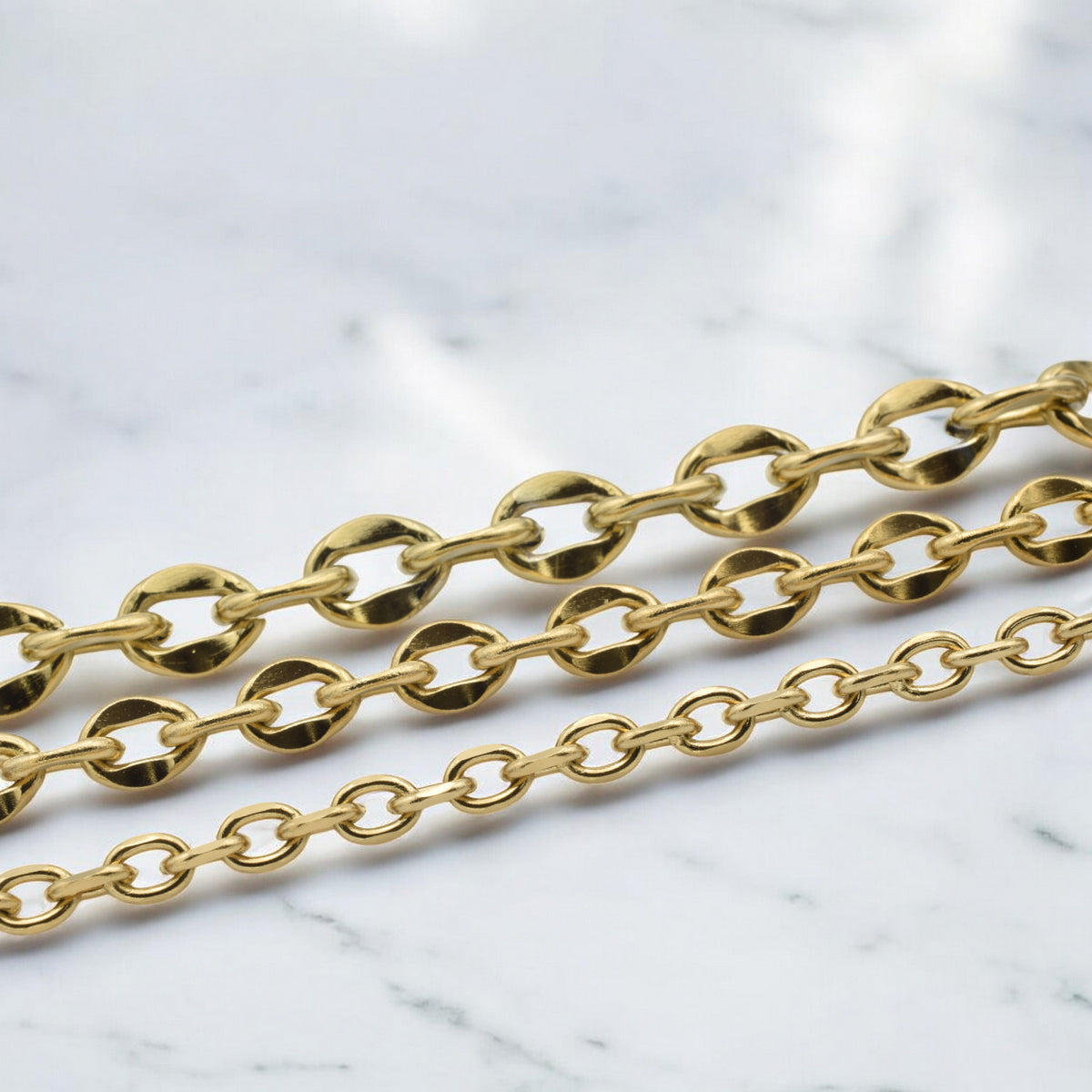 Gold Stainless Steel Oval Link Chain   Jewelry Making & DIY Crafts jewelry making supplies - detail image 4