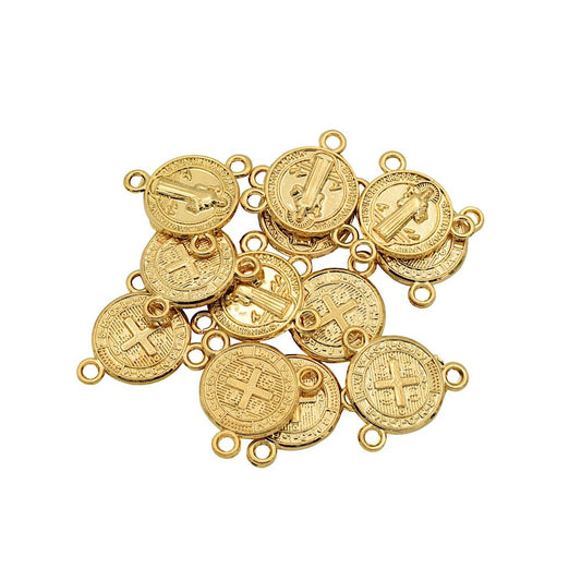 Gold Filled Saint Benedict/ San Benito Rosary center for jewelry making 18k- GF4002 BeadsFindingDepot