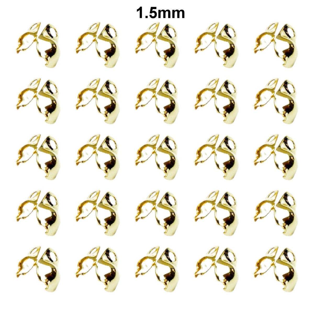 18K Gold Filled Ball Chain End Tip Beads Set - Assorted Sizes for Jewelry Crafting, Elegant Crimp Cover Finishes BeadsFindingDepot