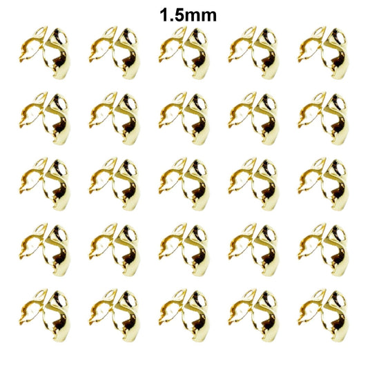 18K Gold Filled Ball Chain End Tip Beads Set - Assorted Sizes for Jewelry Crafting, Elegant Crimp Cover Finishes BeadsFindingDepot