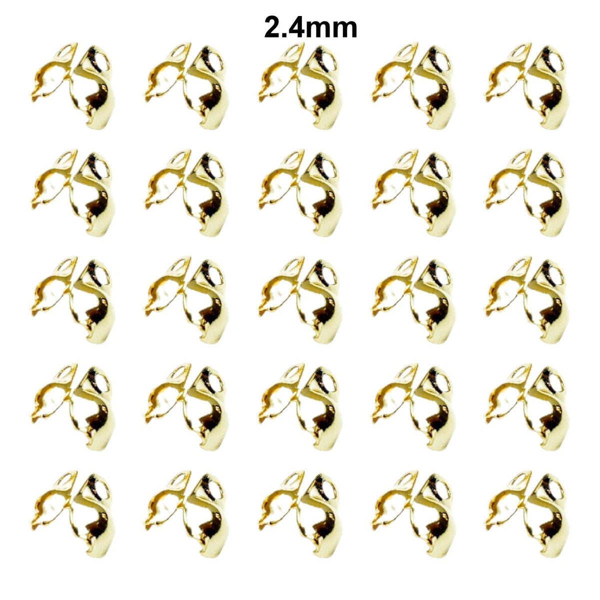 18K Gold Filled Ball Chain End Tip Beads Set - Assorted Sizes for Jewelry Crafting, Elegant Crimp Cover Finishes BeadsFindingDepot