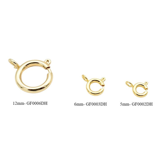Gold Filled Round Spring Clasp 14k - Sizes 5mm, 6mm, 12mm for Jewelry Making BeadsFindingDepot