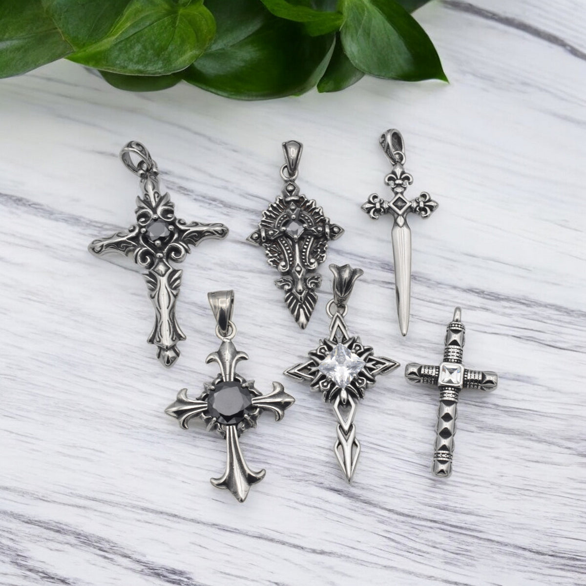 Stainless Steel Baroque & Dagger Cross Pendants for Jewelry Making jewelry making supplies - detail image 6