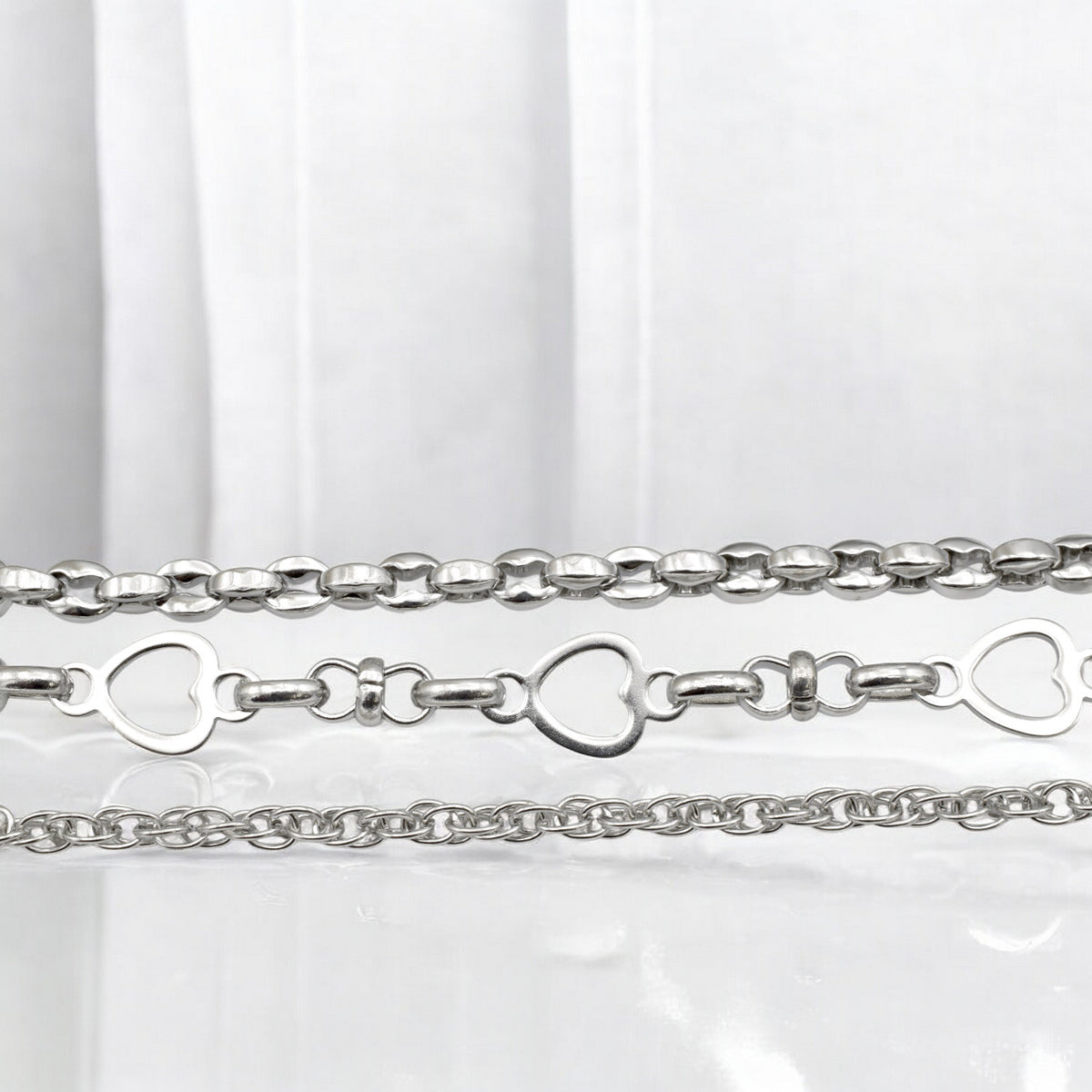 Stainless Steel Continuous Chain   Heart, Rolo & Curb Links for Jewelry Making jewelry making supplies - detail image 6