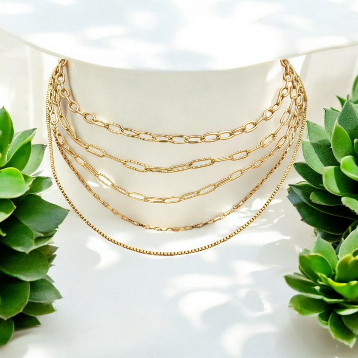 Gold Plated stainless Steel unfinished chain paper clip box chain for jewelry making sold by yard BeadsFindingDepot