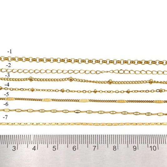 Dainty Gold Plated Stainless steel continuous chain for jewelry making 2-3mm sold by yard BeadsFindingDepot