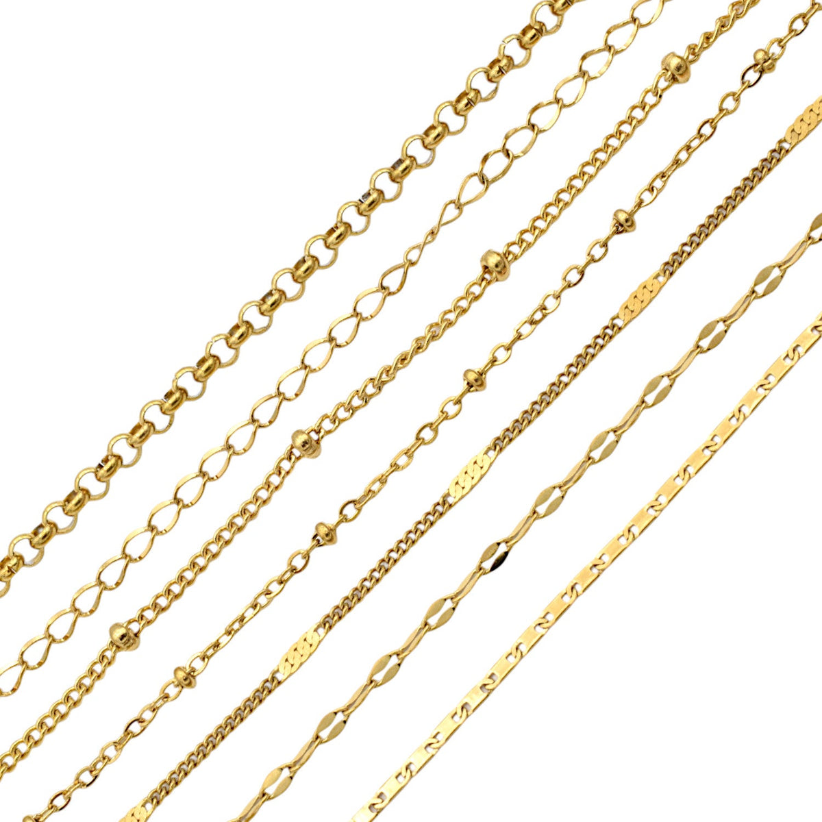 Dainty Gold Plated Stainless steel continuous chain for jewelry making 2-3mm sold by yard BeadsFindingDepot