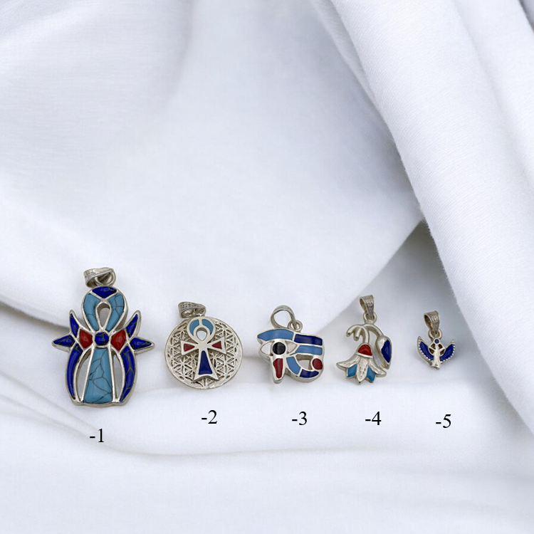 Sterling Silver Egyptian Pendants   Ankh, Eye of Horus, Isis & Lotus jewelry making supplies - detail image 9
