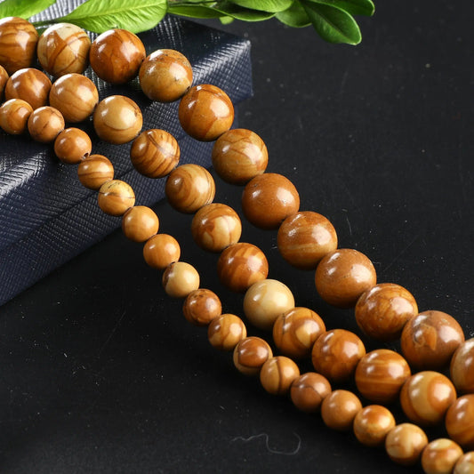 Tiger Skin Beads Wooden Jasper Gemstone Round Beads 4mm to 12mm - BeadsFindingDepot
