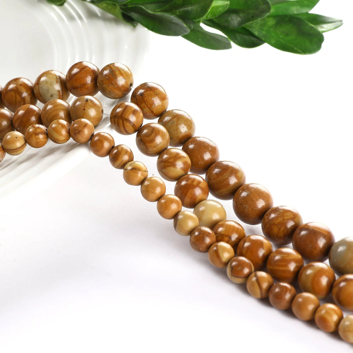 Tiger Skin Beads Wooden Jasper Gemstone Round Beads 4mm to 12mm - BeadsFindingDepot