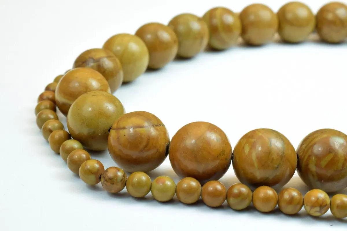 Tiger Skin Beads Wooden Jasper Gemstone Round Beads 4mm to 12mm - BeadsFindingDepot