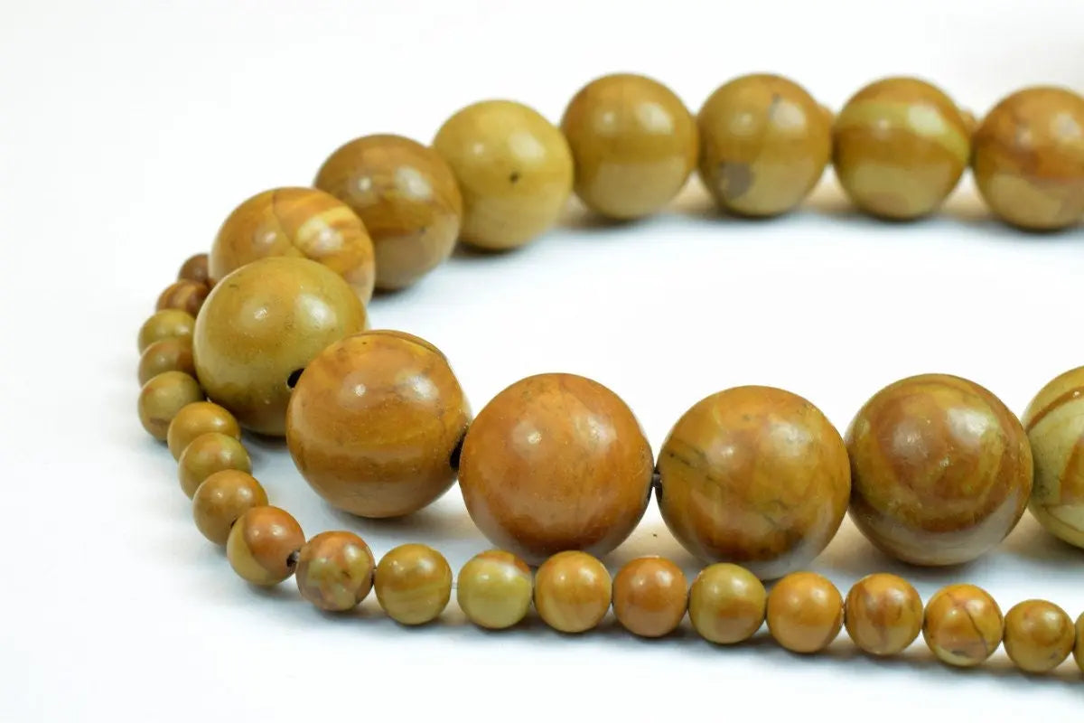 Tiger Skin Beads Wooden Jasper Gemstone Round Beads 4mm to 12mm - BeadsFindingDepot