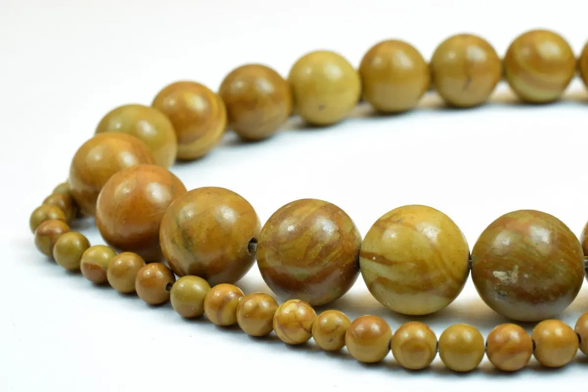 Tiger Skin Beads Wooden Jasper Gemstone Round Beads 4mm to 12mm - BeadsFindingDepot