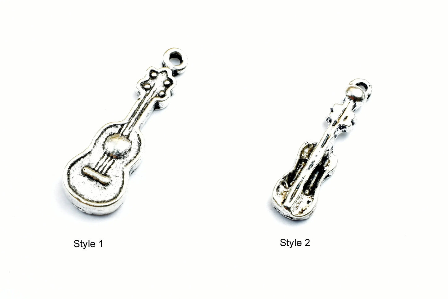 Violin or Guitar Charm Size 25x6.5mm, 29x10mm Antique Tibetan Silver Tone Musical Instruments Charm Pendant Finding For Jewelry Making - BeadsFindingDepot