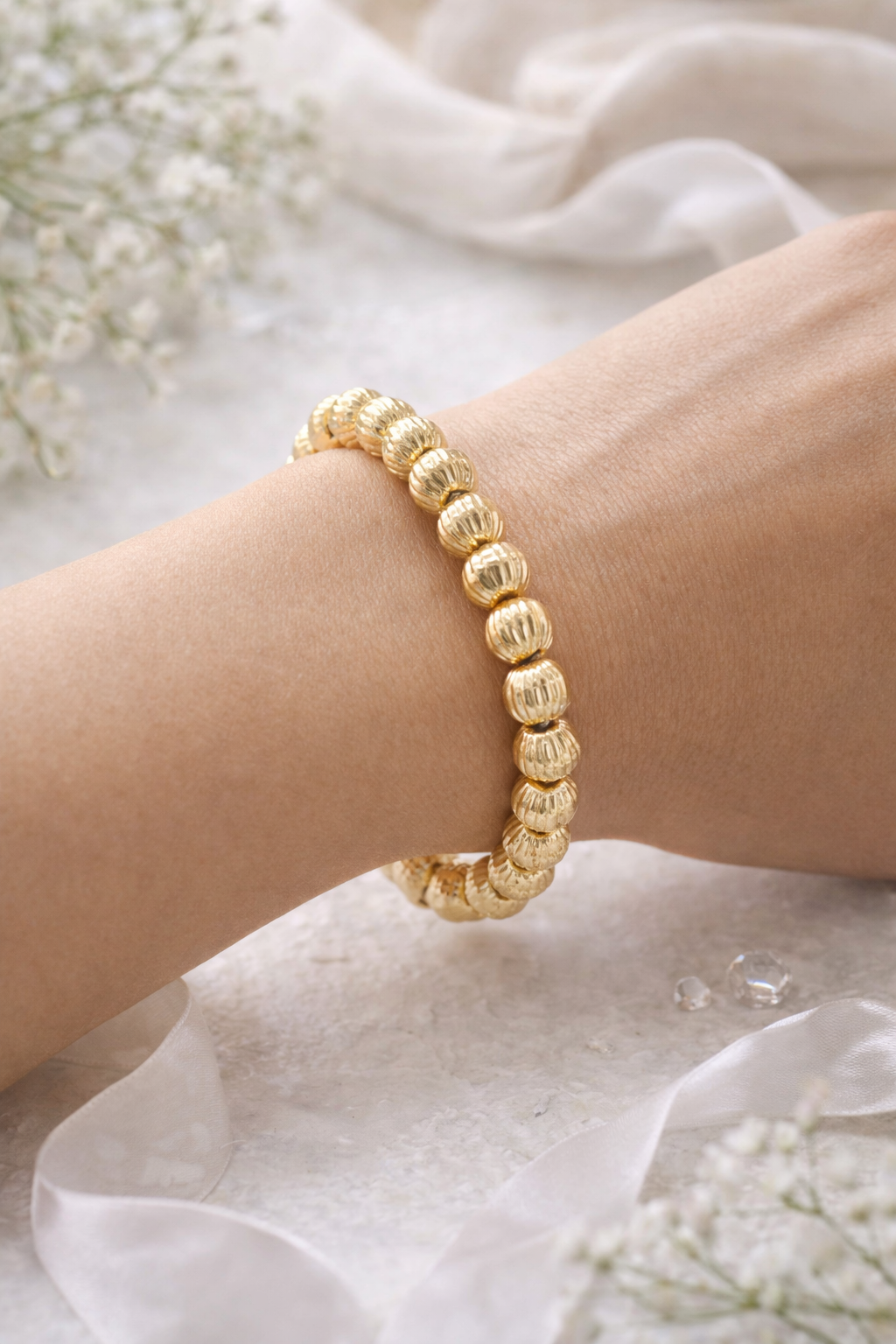 Gold Filled Alternative Beads - Diamond Cut Watermelon Round Ball Beads | 14KT 18KT Sparkling Jewelry
