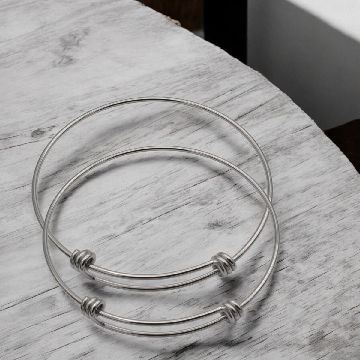 Stainless Steel Bangle Adjustable Bracelet Base - Durable Metal Bangle 2mm Wire Thickness