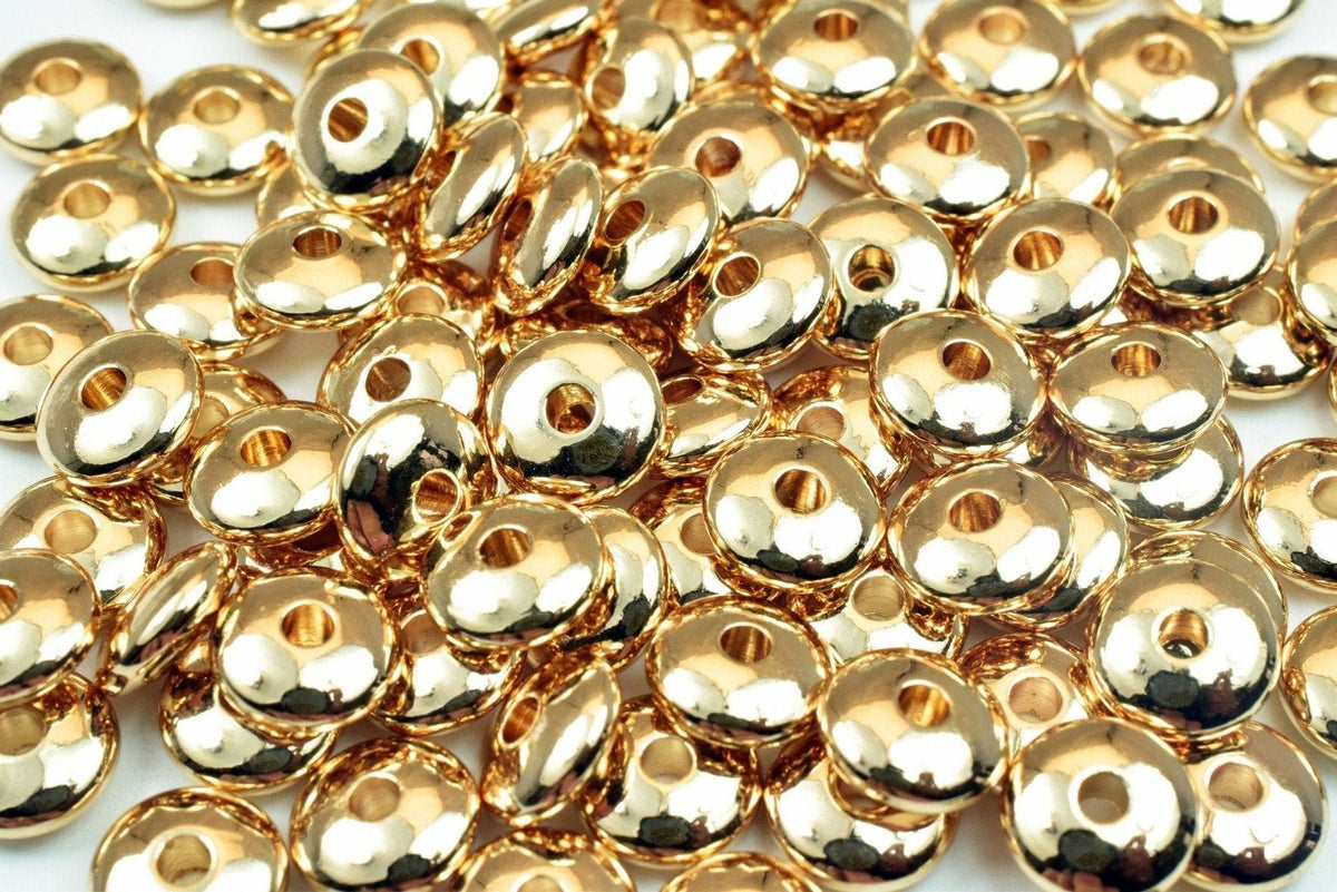 8x3mm/6x3mm 18K Gold Filled Look, EP Rondelle Plain Spacer Beads, 18K Gold Filled Look, Findings For Jewelry Making GF5241...