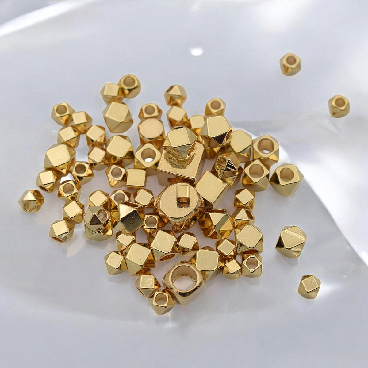 18K Gold Square and Cube Spacer Beads   Mixed Sizes for Jewelry Making USA Seller Sold 20 PCs/PK jewelry making supplies