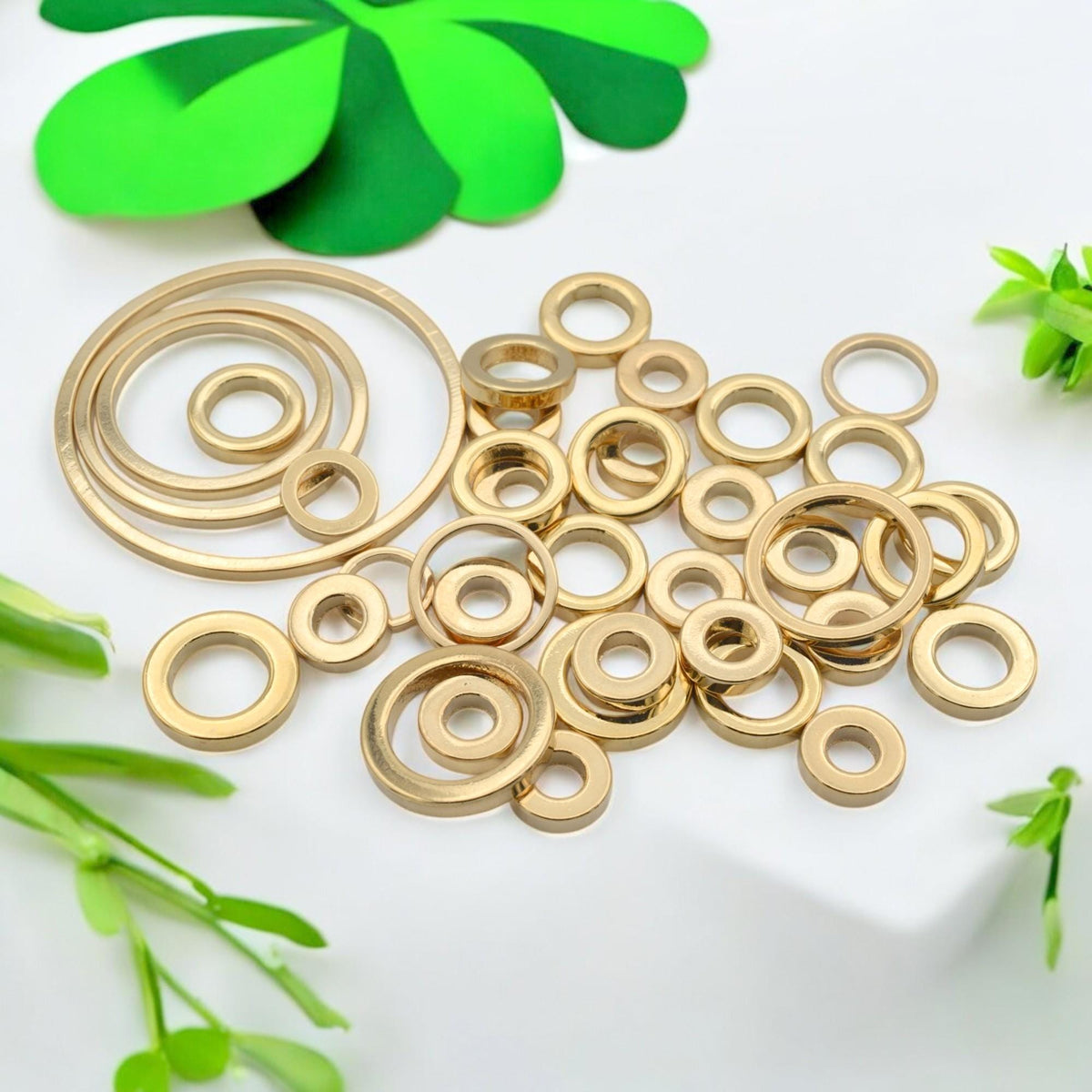 Gold Closed Jump Rings   Square Wire, Assorted Sizes for Jewelry Making sold 12 PCs/PK jewelry making supplies - detail im...