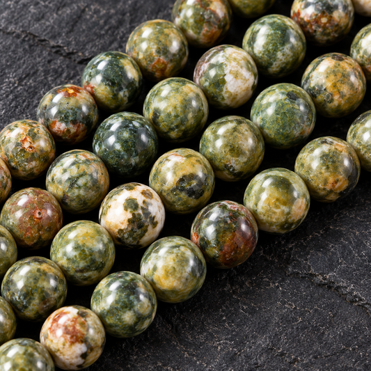 Rainforest Jasper (Bird Rock) dark close-up
