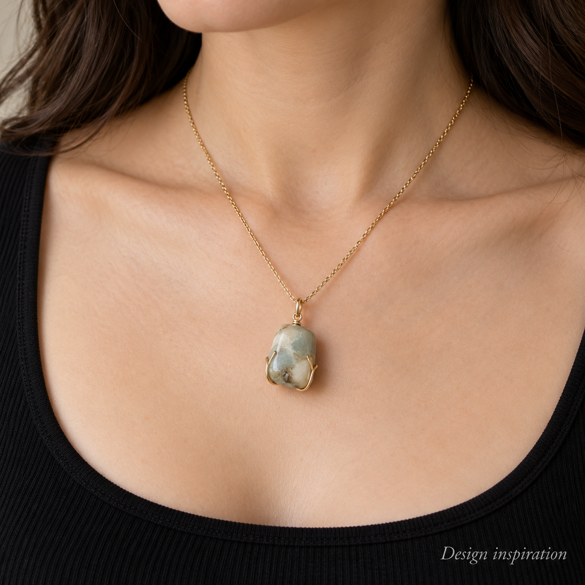Amazonite Tumbled Stones – Natural, Polished Healing Stone, Heart, Throat Chakra Crystal, Calming For Meditation Reiki 35-40 PCs/LB - necklace styling example