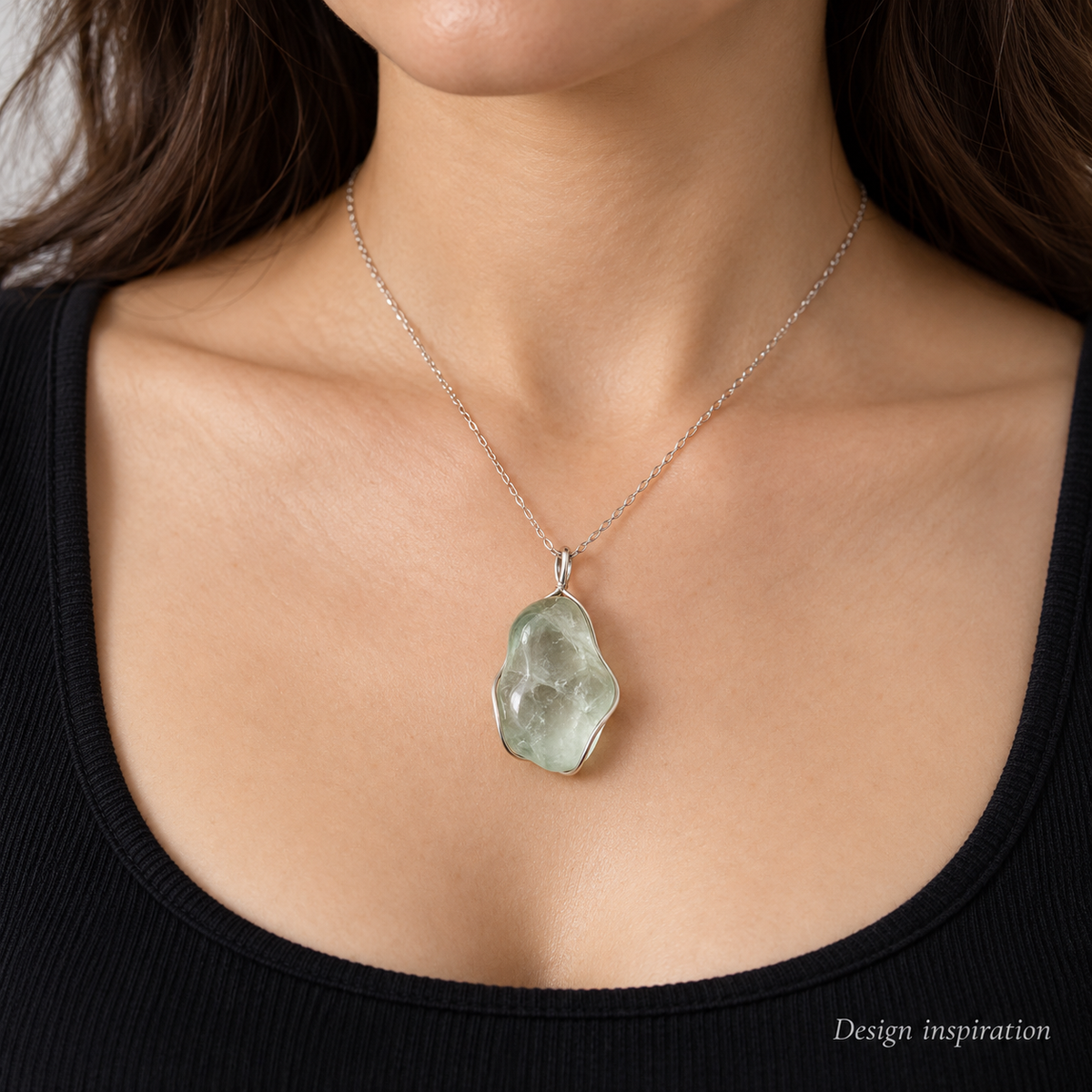Green Quartz Nugget - necklace styling example