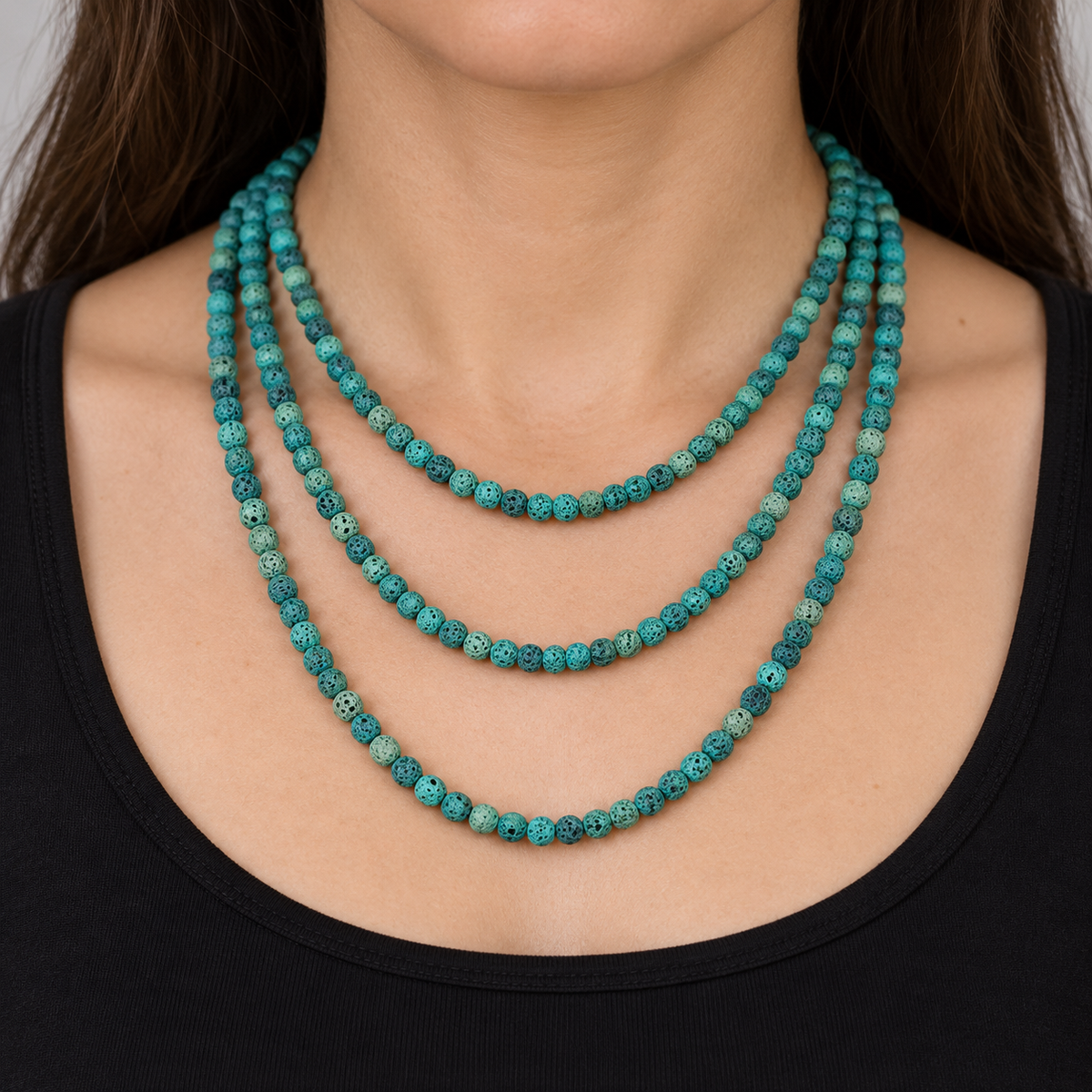 Forest Green Lava - necklace styling example