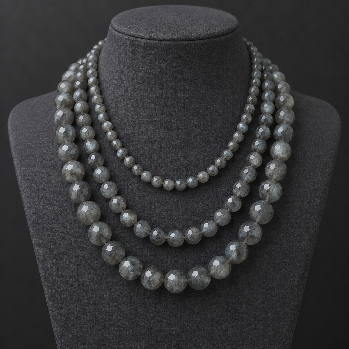 Faceted Labradorite - neck display