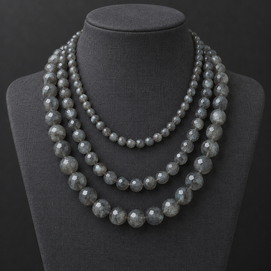 Faceted Labradorite - neck display