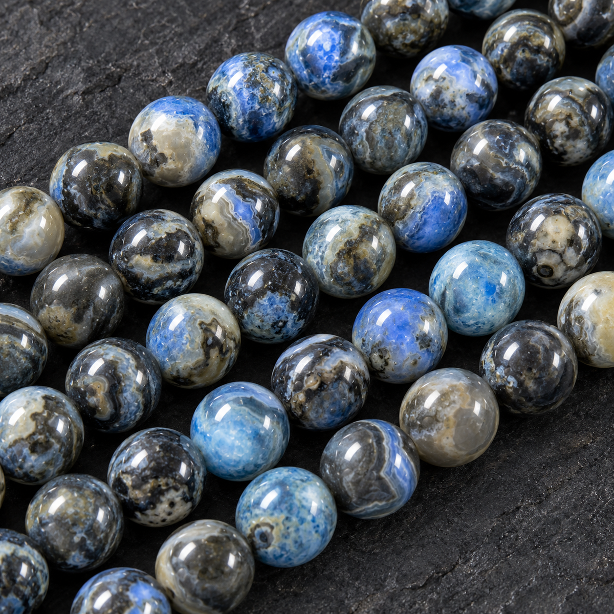 Royal Blue Crazy Agate - dark close-up