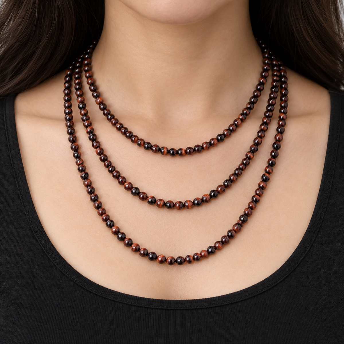 Red Tiger Eye - necklace styling example