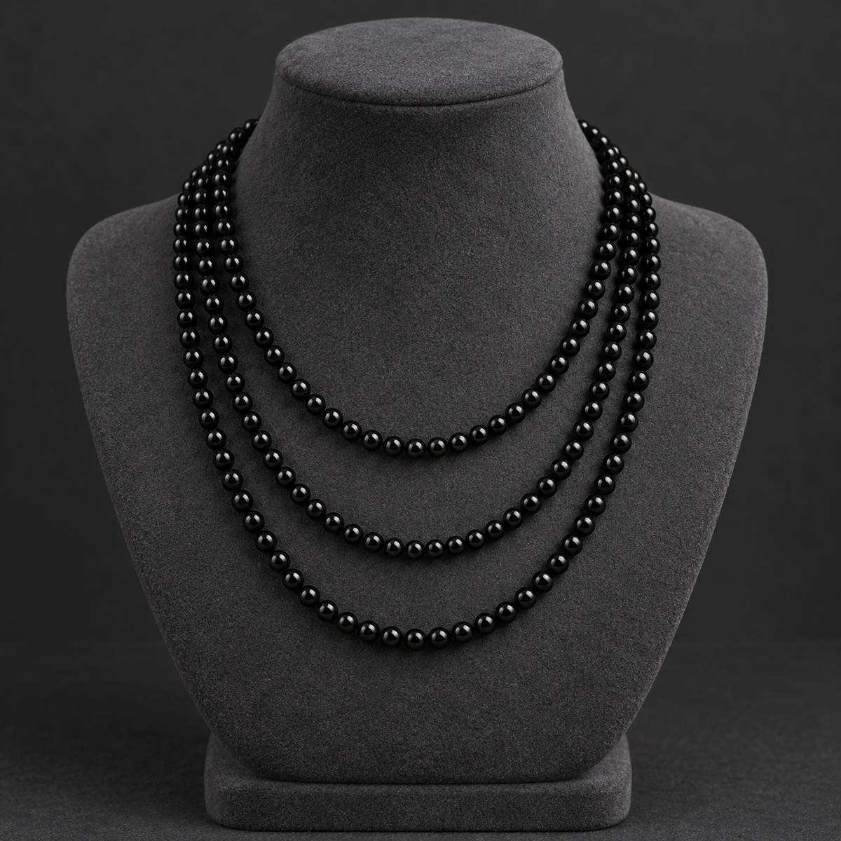Onyx Gemstone Beads - Round Black Onyx Beads 4mm To 18mm | 15 Inch Strand - neck display