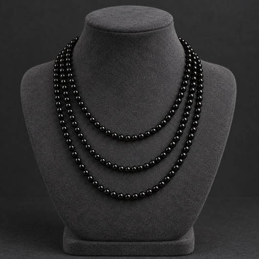 Onyx Gemstone Beads - Round Black Onyx Beads 4mm To 18mm | 15 Inch Strand - neck display
